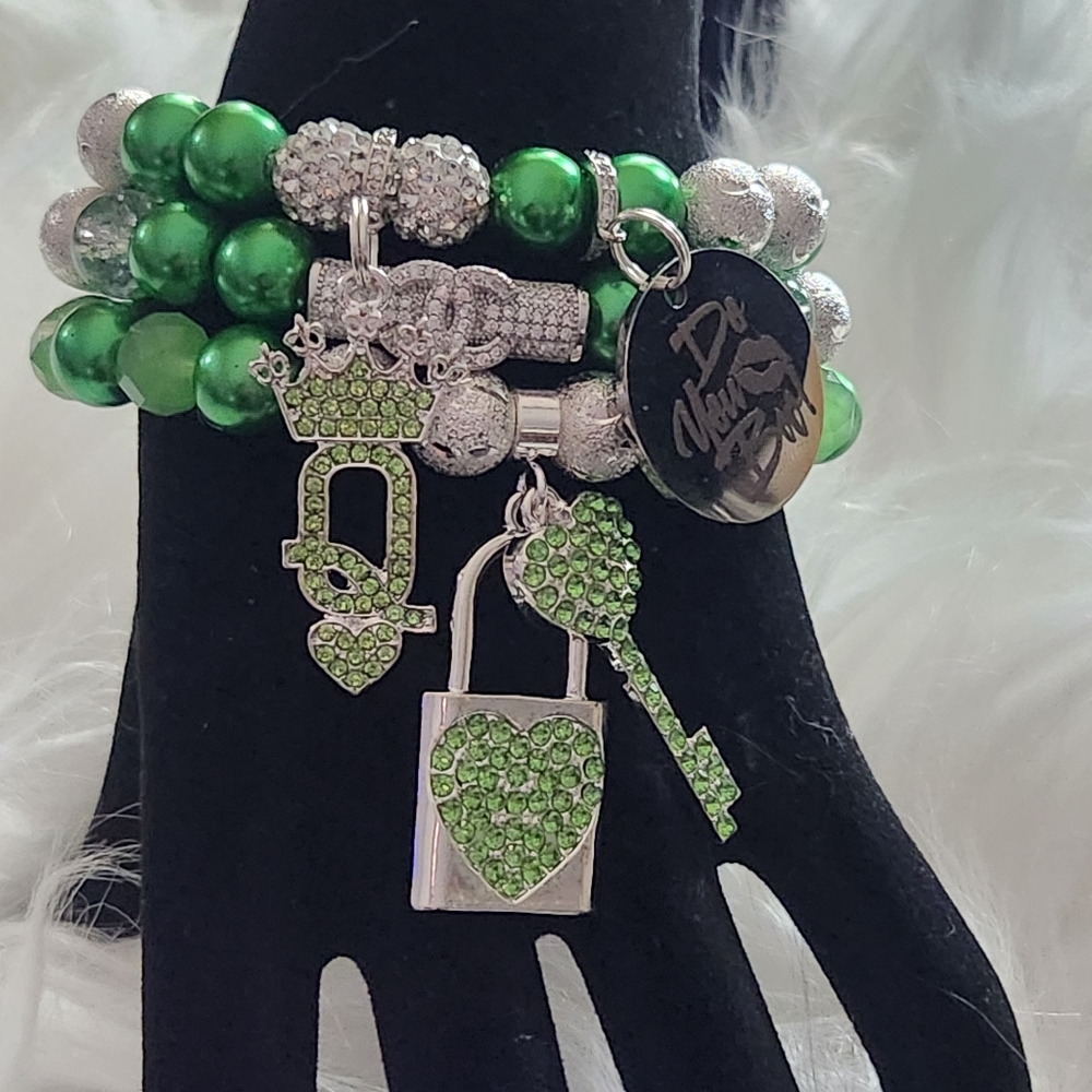 Beaded Stackable Stretch Bracelets With Charms In… - image 1